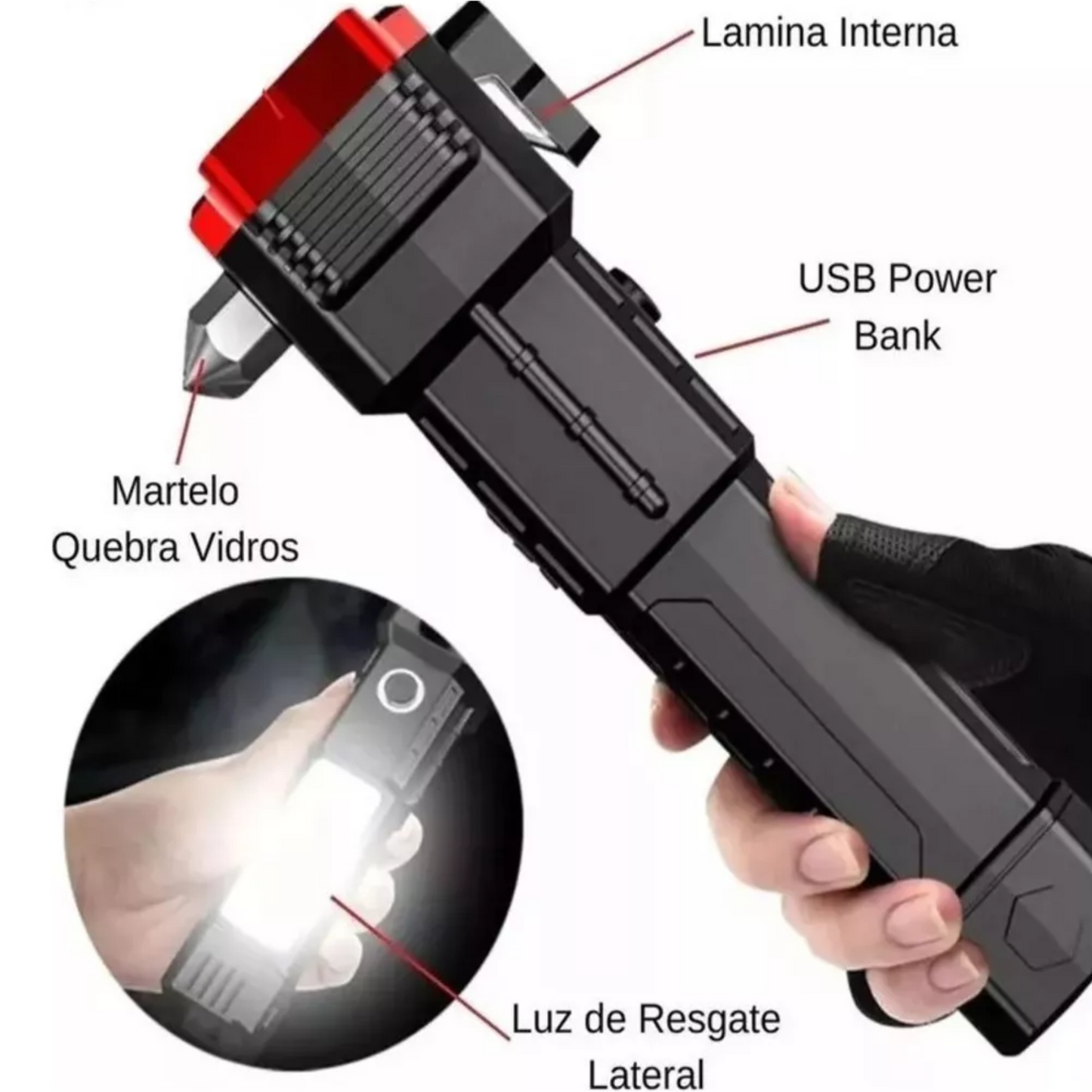 Linterna LED de seguridad Multifunción